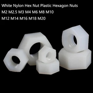 Tuercas hexagonales de plástico hexagonales blancas de nailon M2 M3 M4 M6 M8 M10 M12 M14 M16 M18 M20 - Imagen 1 de 4