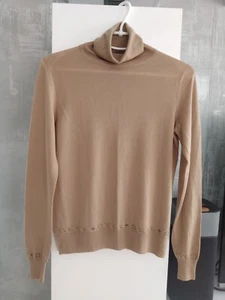 Louis Vuitton Wool Beige LV Logo Turtleneck Sweater Jumper Sweatshirt Monogram S - Picture 1 of 16