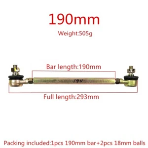190mm/7.48In Steering Linkage Track Rod M10 18mm Thread Left Right Ball Jointers - Picture 1 of 12