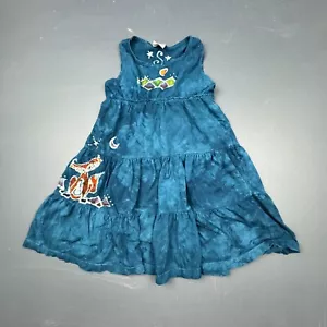 Dharma Trading Co Girls Dress Size 6 Blue Tiered Sleeveless Hand Painted Art - Picture 1 of 7