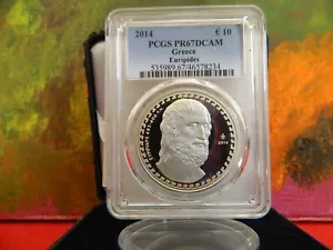 Greece, 2014, Silver Proof,  Euripides, 10 Euro Coin, NGC PF 67, Vey High Grade - Picture 1 of 7