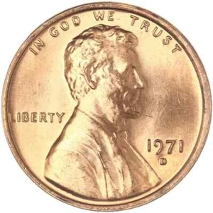 1971 D Lincoln Memorial Cent Uncirculated US Mint - Picture 1 of 2