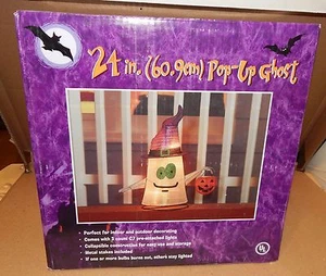 Halloween 24" Pop Up Ghost Has 3 C7 Lights Collapsible With Metal Stakes 117W - Picture 1 of 4