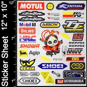 32pc 12"x10" Reflective Sticker Decal Sheet - Motocross Dirt Bike Sponsors Logos - Bild 1 von 10