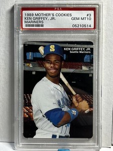 1989 KEN GRIFFEY JR. Rookie Mother’s Cookies #3 Seattle Mariners PSA 10 Gem Mint