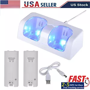 2 Dual Charger Charging Dock Station & Battery For Wii / Wii U Controller Remote - Picture 1 of 9