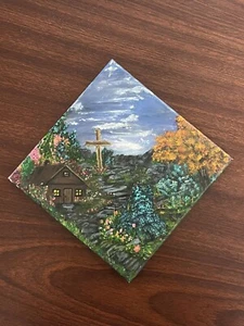 Christian Painting The Cross PSALM 18 Jesus' Love OOAK 8x8 Canvas Acrylic Art - Picture 1 of 8
