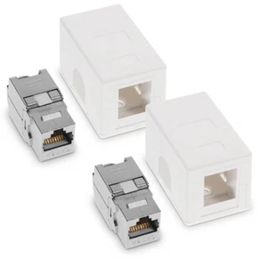 2x CAT 6A Aufputz Netzwerkdose 1 Port mit 2x Keystone Modul Netzwerk Aufputzdose - Photo 1/6