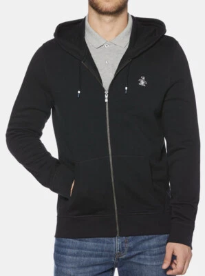 Original Penguin Long Sleeves Knit Fleece Full Zip Hoodie Size Small True Black - Imagem 1 de 3