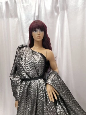 Темно-серый металлический парчи жаккард ткани на ярд цветочный цветы платье - Изображение 1 из 4