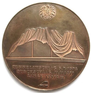 Medaille 1978, Eröffnung Arlbergtunnel, Durchschlag 1977, Brixlegger Ausbeute - Bild 1 von 5