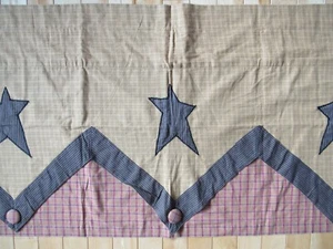 VHC Stratton Primitive Star Layered Valance 20" X 72" Buttons Gold Rust Plaid - Picture 1 of 6
