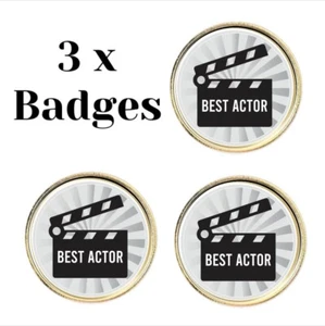 3 x Best Actor (BU12)  Lapel Pin Badges - Picture 1 of 3