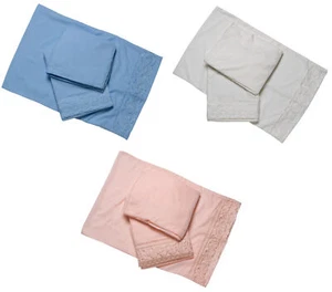 Juego de sábanas planas bordadas y funda de almohada ropa de cama de microfibra - Imagen 1 de 10