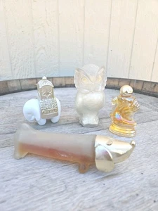 4 Vintage Avon Bottles Datshund Elephant Owl Swan With Contents Collectable - Picture 1 of 2