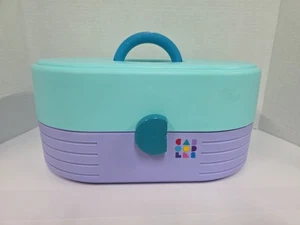 Caboodles #2615 Vintage Años 90 3 Niveles Estuche Rígido de Viaje Maquillaje Espejo Verde azulado Púrpura - Imagen 1 de 11