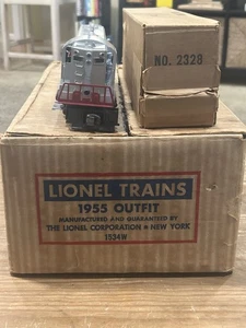 Postwar Lionel #1534W 3 Car Passenger Set From 1955 Burlington 2328 Diesel In OB - Picture 1 of 24