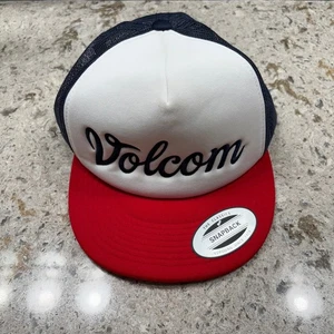 Volcom Trucker Hat Snapback Red White Blue Yupoong The Classics Cap - Picture 1 of 6