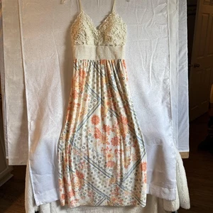 Boho Maxikleid Damen große Spitze Häkel Blumen Spaghettiträger Sommer Festival - Bild 1 von 8