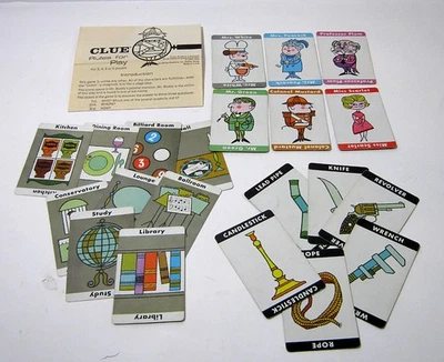 Vintage Parker Brothers Clue Game Cards & Directions For Replace Parts - Image 1 of 4