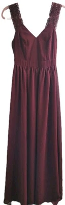 Maxi Vestido de Noche Lulus Passionate Promise XS Borgoña Encaje 67945 Vacaciones Foto 1 de 4