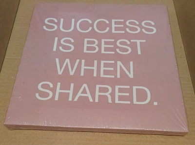 SUCCESS IS BEST WHEN SHARED" Canvas Wall Art Print Pink Inspirational Decor Seal - Image 1 of 2