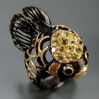 Handmade Natural Peridot Ring 925 Sterling Silver Size 7 /R446122 - Image 1 of 4