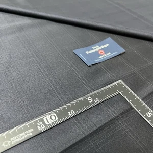Zegna TRAVELLER Suiting Fabric 2.30m - Superfine Wool - Midnight Navy Check - Picture 1 of 9