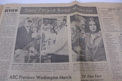 1963 London Free Press Newspaper Insert Jack Nicklaus & Arnold Palmer Inside Pic - Image 1 of 4