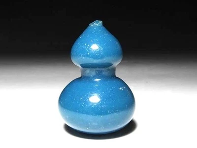 Período Edo Japón vidrio antiguo azul Hyotan Netsuke inro ojime sagemono  Foto 1 de 4