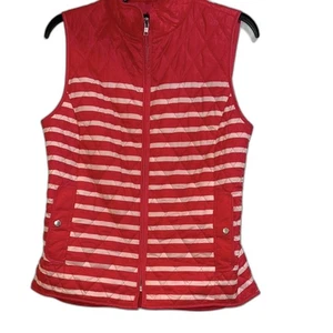 Talbots Red and White striped Quilted Women's Vest size xsmall - Picture 1 of 6