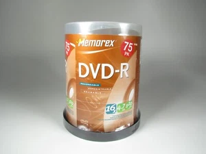 Memorex DVD-R 75-Pack Blank Discs 4.7 GB 120min 16X Video Media NEW Sealed - Bild 1 von 2