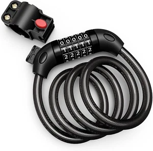 5-Digit Combination Password Bike Lock Cable Bicycle Chain Lock 4Feet Anti Theft - Picture 1 of 11