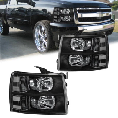2PCS Headlight Assembly For 2007-2013 Chevrolet Silverado 1500 Front Lamps - Image 1 of 4