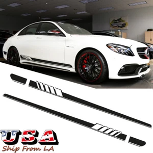Black Side Skirt Racing Stripes Vinyl Decal Sticker For Mercedes A C CLA E S CLS - Picture 1 of 7