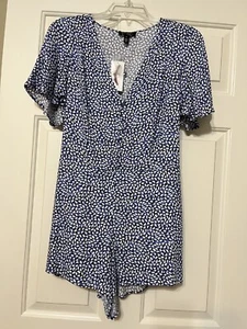 NWT Jessica Simpson size S blue white black short sleeve shorts romper womens - Picture 1 of 10