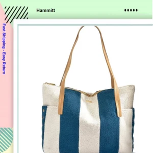 Hammitt Addie Large Pebble Leather Cabana Stripe Tote Bag - Picture 1 of 4