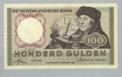 Netherlands 100 guilders 1953  P89   (150) VF+  Catalog price $170 - Image 1 of 2