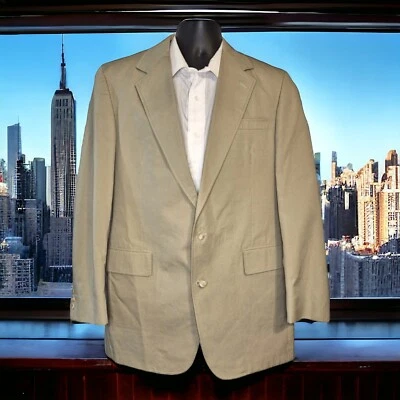 Lord & Taylor Jacket Blazer Mens 42R Beige Cotton - Image 1 of 4