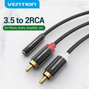 Cable de extensión de audio hembra a macho de 3,5 mm a 2 RCA amplificador divisor auxiliar - Imagen 1 de 15