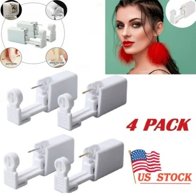 Paquete de 4 Kit Desechable para Piercing de Nariz Plata Pistola para Pendientes Hágalo Usted Mismo Hogar Auto Oreja EE. UU. Foto 1 de 4