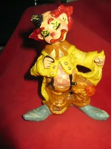 Vintage Brightly Colored Hand Painted Clown Figurine signed and numbered - Picture 1 of 10