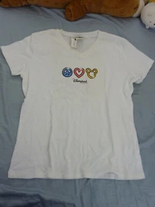 Genuine Disney T-shirt Vintage Peace Love & Mickey Mouse White Size XL New w Tag - Picture 1 of 4