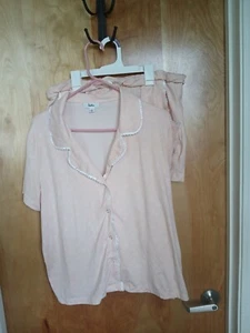 DAMEN ROUDELAIN GRÖSSE LARGE 2-TEILIGES PYJAMA SET SOMMER FRÜHLING PFIRSICH - Bild 1 von 3
