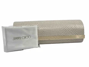 NEW Jimmy Choo Faux Snakeskin Blush Hard Magnetic Close Eyeglasses Case & Cloth - Picture 1 of 6
