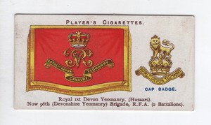 Players Drum Banners & Cap Badges 1924 #41 Royal 1st Devon Yeomanry Hussars