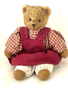 Teddy Bear in Red Dress. Resin Head & Soft Body in Sitting Position - Picture 1 of 9