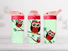 Cute Owl 12 Oz. Flip Top Insulated Tumbler, Choice Of Lid Color