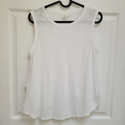 Blusa sin mangas con volantes en la espalda blanca Gap para mujer talla S Foto 1 de 4