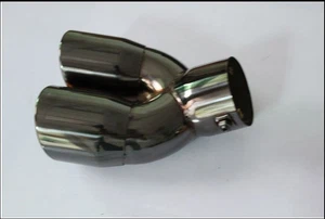TWIN Stainless Steel Chrome Exhaust Muffler Tip for all car CALIBER 7.6cm Black - Picture 1 of 5